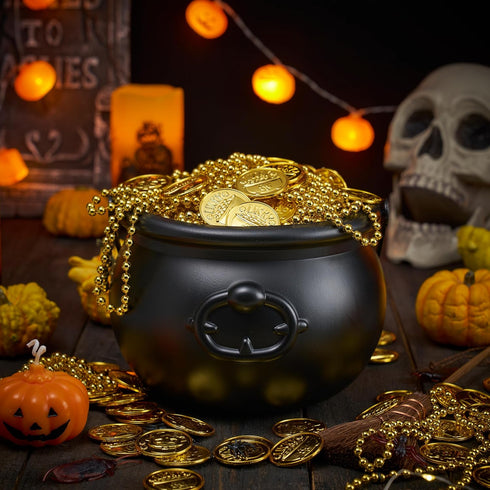 JOYIN Halloween Large Black Cauldron 7.5'', Halloween Witch Cauldron Pot, Candy Kettle, Pot and Bucket, Candy Cauldrons Holder for St. Patricks Pa...