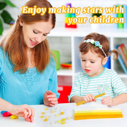 Bouiexye 540 Sheets Star Paper, Yellow Solid Color Gradient Color Paper Star Strips Double Sided Lucky Origami Star Paper Strips for Hand Art Craf...