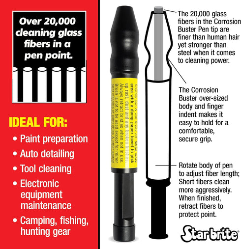STAR BRITE Corrosion Buster Pen - Precision Rust & Corrosion Removal Tool for Electrical Connections, Marine Gear, Fishing Equipment & More - Easy...