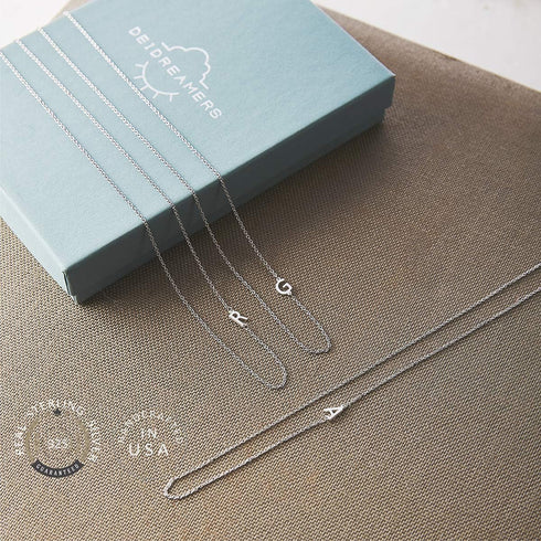 Sterling Silver Side Mini Initial Necklace...