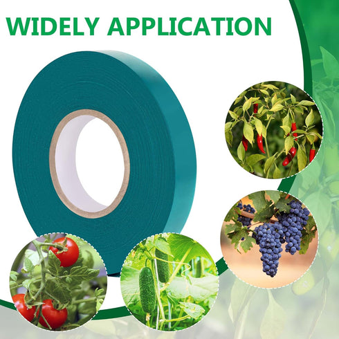 Stretch Tie Tape Roll, 2 Pack Total 300 Feet 1/2"" Garden Tie Tape Thick Sturdy Garden Plant Ties Green Vinyl Plant Ribbon Gardening Tools Green G...