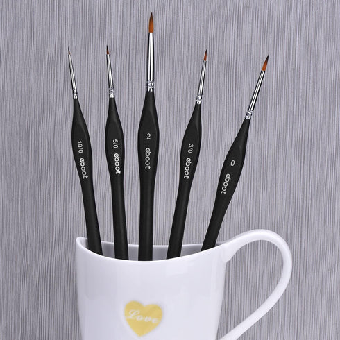 Detail Paint Brushes Set Artist Paint Brushes Painting Supplies for Art Watercolor Acrylics Oil, 5 Pieces (Black)...