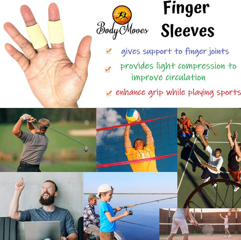 BodyMoves 2 Double Sided Solid Support Finger Splints Plus 2 Sleeves 2020 Edition(Desert Sand)...