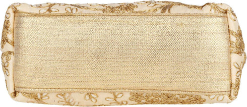 Women's Fantastic Silk Indian Ethnic Potli Bag with Handicraft work (Golden Potli)...