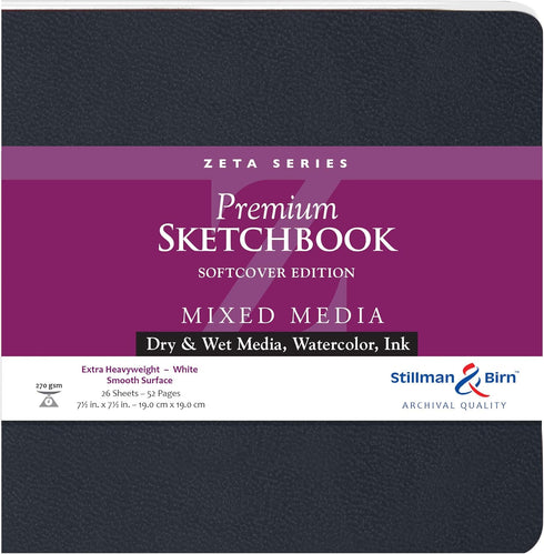 Stillman & Birn Zeta Series Softcover Sketchbook, 7.5" x 7.5", 270 gsm (Extra Heavyweight), White Paper, Smooth Surface...