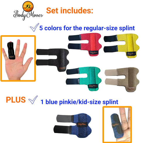 BodyMoves 5 Finger Splints plus 1 pinkie/kid splint (with Blue Pinkie)...