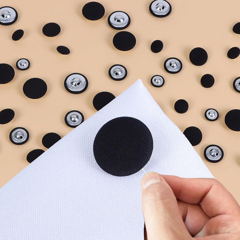 Fabric Cloth Covered with Metal Shank Round Buttons for Jacket Coat Blouse Jeans Dress Suits Bridal Gowns Sewing Buttons,20PCS (15mm, Black)...