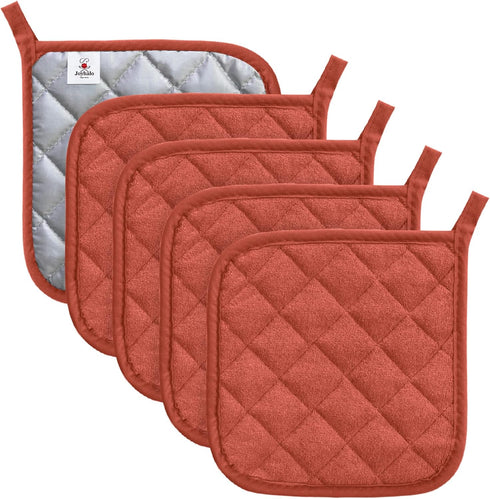 Joyhalo 5 Pack Pot Holders for Kitchen Heat Resistant Pot Holders Sets Oven Hot Pads Terry Cloth Pot Holders for Cooking Baking...