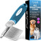 Poodle Pet Dematting Fur Rake Comb Brush Tool - Dog and Cat Comb with Long 2.5 Inches Steel Safety Blades for Detangling Matted or Knotted Underco...