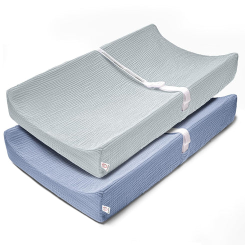 Changing Pad Covers 2Pack 100% Cotton Muslin Diaper Change Table Pad Covers 32”x16“ Soft Breathable Changing Pad Sheets for Unisex Baby Girls and ...