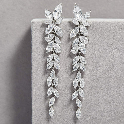 SWEETV Marquise Cubic Zirconia Wedding Earrings for Women Brides, Crystal Chandelier Bridal Drop Earrings for Prom Pageant...