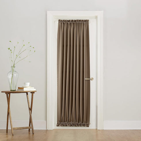 Sun Zero Barrow Energy Efficient Rod Pocket Door Curtain Panel, 54" x 72", Mocha...