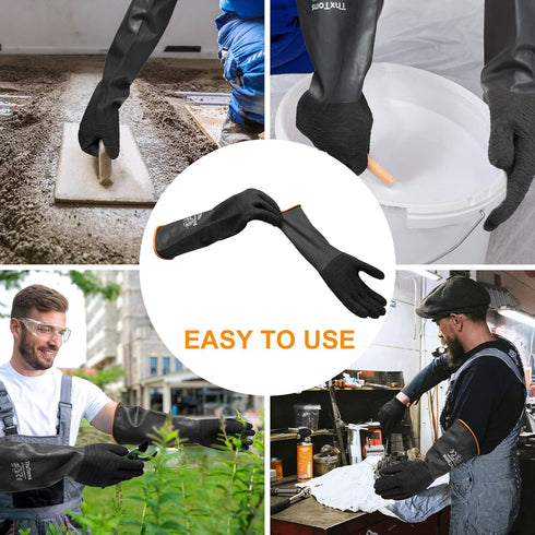 ThxToms Heavy Duty Rubber Gloves, Versatile Latex Chemical Resistant Gloves, Upgraded with Anti-Slip Design, Soft and Thick, 18" 1 Pair...