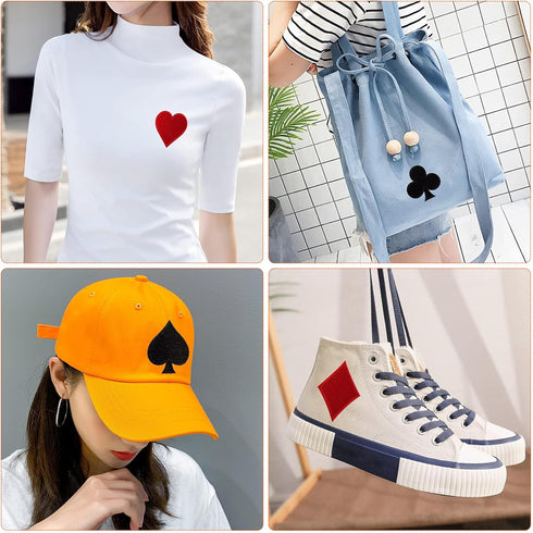 24 Pcs Playing Cards Patch, Spades Poker Patches Iron on Clothing, Las Vegas Gaming Embroidered Appliques for Jeans, Hats, Bags, Jackets (Black & ...