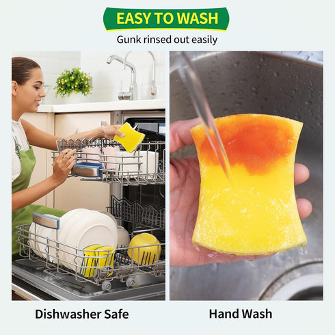 Heavy Duty Scrub Sponges 24 Pack, Double-side Design, Long-lasting Kitchen Sponges, High Density Dish Sponge....