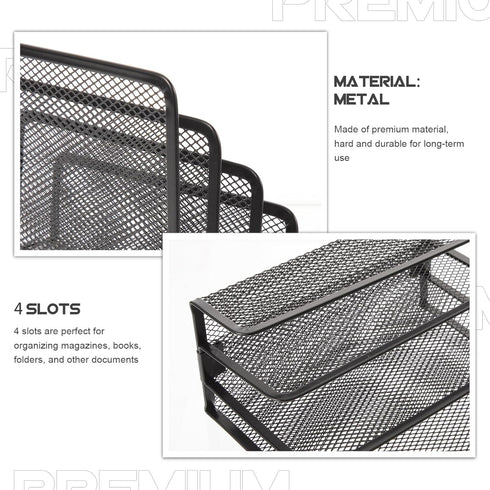 Operitacx for Metal Letter Magazine Home Tray Folder Slots Filing Envelope Black Desk Holder Paper Document Desktop Mail Countertop Organizer Cell...
