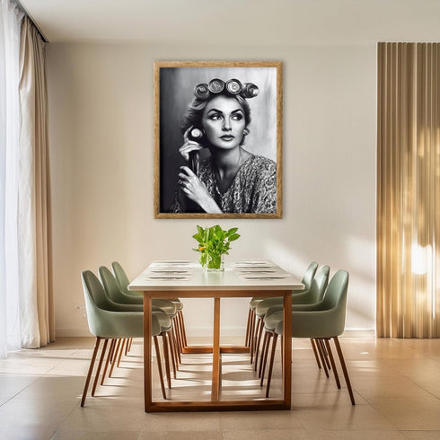 Posterizer 1 pcs-comedic high fashion retro art of woman-black and white photo 1-Photography Art-Retro Art-Decor for Home & Office- unframed wall ...