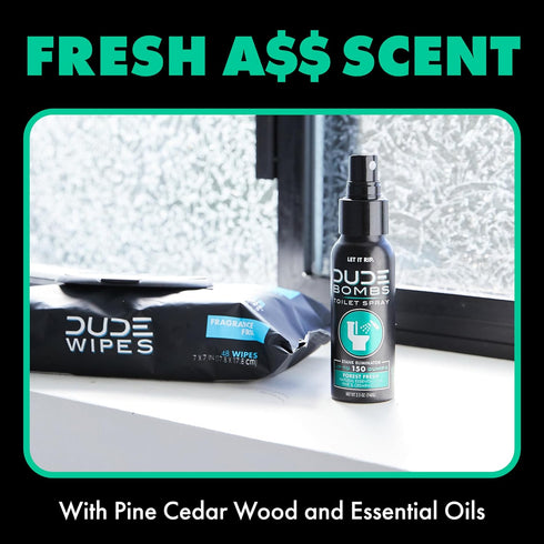 DUDE Bombs - Toilet Spray - 2.5 oz Spray Bottle – Forest Fresh Toilet Spray with Pine and Cedarwood Essential Oils - Stank Eliminator Up to 150 Du...