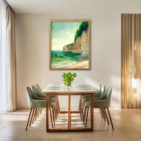 Posterizer 1 pcs-coastal scene-sea and boats-retro painting style 1-Coastal & Nautical Art-Gift for Street Art, Mural Fans -Decor for Home & Offic...