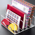 BEYGORM Acrylic Mail Holder, Clear Desk Organizer with Divider, Vertical Letter Sorter for Desktop, 5 Compartments Modern Office Home Envelope Org...