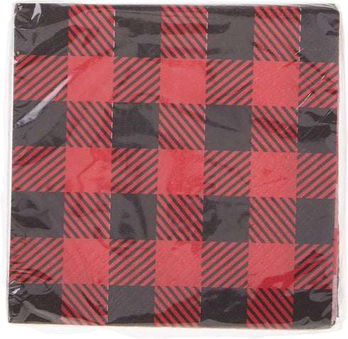 Unique Plaid Lumberjack Beverage Napkins - 5' x 5', 16 Pcs...