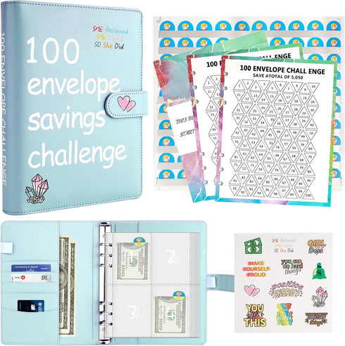 100 Envelopes Money Saving Challenge, 100 Envelope Challenge Binder, A5 Budget Planner Book to Save $5,050, Savings Challenges Budget Book Binder ...