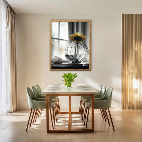 Posterizer 1 pcs-lone sunflower in a round vase-minimalist modern art 3-Floral & Botanical Art-Collectibles & Fine Art-Decor for Home & Office- un...