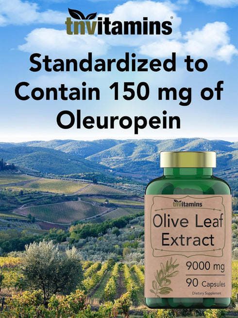 Olive Leaf Extract Capsules 9000 MG (90 Capsules) | Standardized to Contain 150 mg Oleuropein | Antioxidant with Polyphenols | Non-GMO. Produced &...