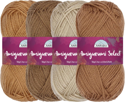 JubileeYarn Amigurumi Select Yarn - Baby Acrylic - Shades of Brown - 4 Skeins......