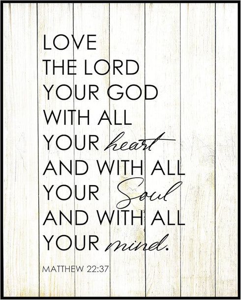 Posterizer 1 pcs-Bible verse Matthew 22: 37-love the lord-Religious Posters-Motivational & Inspirational Art-Gifts for Christians-Living Room Bedr...