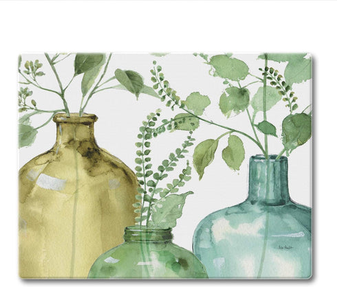 CounterArt Greenery Decorative 3mm Heat Tolerant Tempered Glass Cutting Board 10” x 8” Manufactured in the USA Dishwasher Safe...