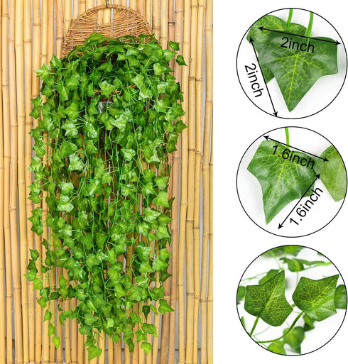 DearHouse 84 Feet 12 Strands Artificial Ivy Leaf Plants Vine Hanging Garland Fake Foliage Flowers Home Kitchen Garden Office Wedding Wall Decor, G...