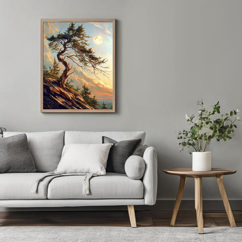 Posterizer 1 pcs-oil painting style art-mystical tree on mountain 1-Landscape & Nature Art Gift for Men Women Entrepreneur Teens Decor for Home ...