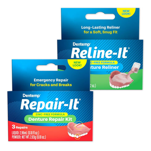 Dentemp Repair-it Denture Repair Kit & Reline-it Denture Reliner - Denture Kit (Multi-Pack) - Refit and Tighten Dentures for Both Upper & Lower De...