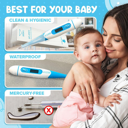 JJ CARE Oral Thermometer with LCD Display, Calibrated Oral Thermometer for Babies and Adults, 10 Seconds Fast Reading Oral Digital Thermometer for...