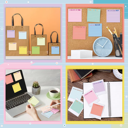 Yinder 24 Pcs Inspirational Sticky Notes with Lines Cute Motivational Sticky Note Pad Appreciation Sticky Notes Gifts for Coworkers Nurse Office S...