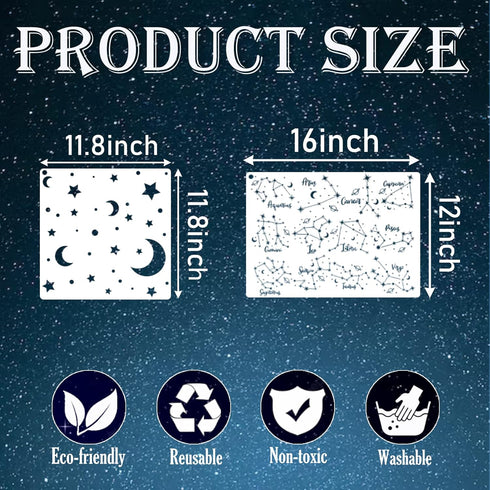 Star Stencils for Wall Painting Moon Twinkle Stars Stencil for Card Making Paint Reusable Star Zodiac Constellation Stencils for Walls Wood Burnin...