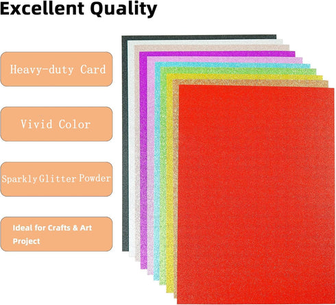 20 Sheets Pink Glitter Cardstock 8.5 x 11 Inches, Heavyweight 250gsm Premium Sparkling Card Stock Paper for Card Making DIY Craft Party Decoration...