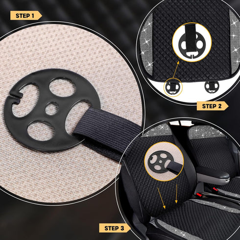 24 Pieces Car Seat Cover Plum Plate Metal Hook,12 Pcs Plastic Car Seat Covers Chucks,12 Pcs Metal Hooks Locking Clip Plastic Card Fixed Fastener B...