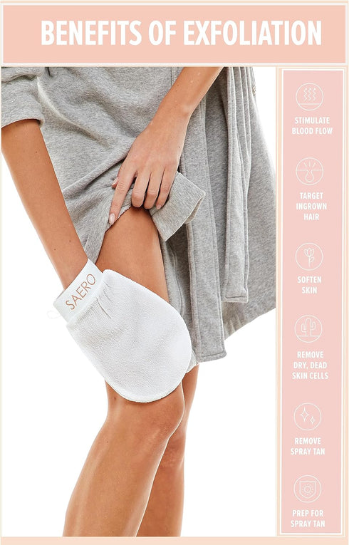 SAERO Deep Exfoliating Glove for Shower - Exfoliating Mitt Body Scrubber - Skin Exfoliator & Dead Skin Remover - Keratosis Pilaris Scrub - Spray T...