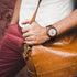 Men's Walnut Wood Cowhide Leather Strap Watch Wooden Case Analog Quartz Wristwatch for Dad Men Him...
