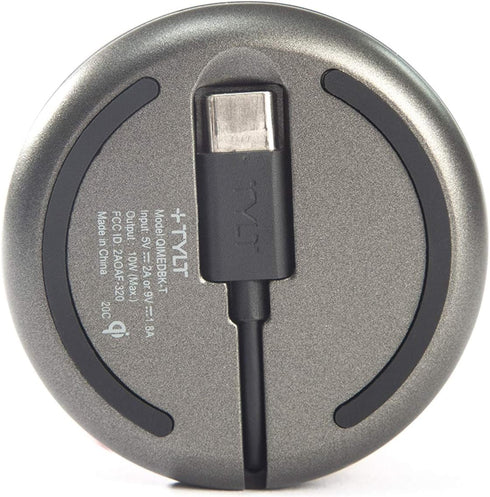 TYLT Medallion- Portable QI Wireless Charging Pad, Fast Wireless Charger QI Certified 10W Max Compatible with Apple, Samsung, Wireless Buds, and O...