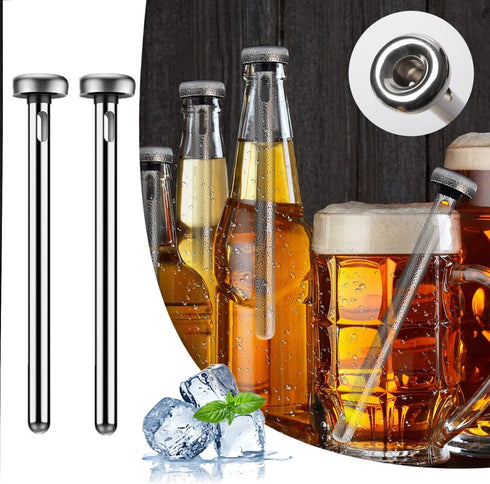 Beer Chiller Sticks for Bottles 2 Pack Stainless Steel Beverage Cooler Cooling Chillers Christmas Thanksgiving Fathers' Day Valentine's Day Men Bi...