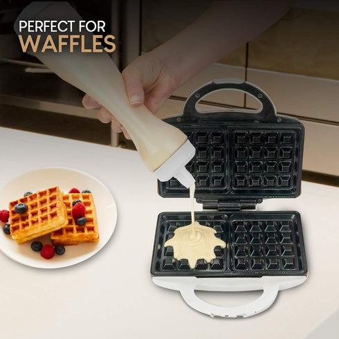 Pancake Batter Dispenser Pen, Easy Squeeze Bottle Baking Drip Proof Silicone Nozzle and Measurement Marker Plastic Condiment Bottles Pancakes, Waf...