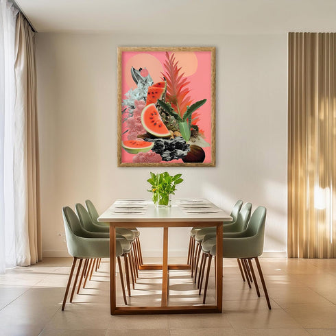 Posterizer 1 pcs-pink and peachy girly fruits collage-Abstract & Modern Art-Floral & Botanical Art-Gift for Art Lovers- UNFRAMED Wall Art...