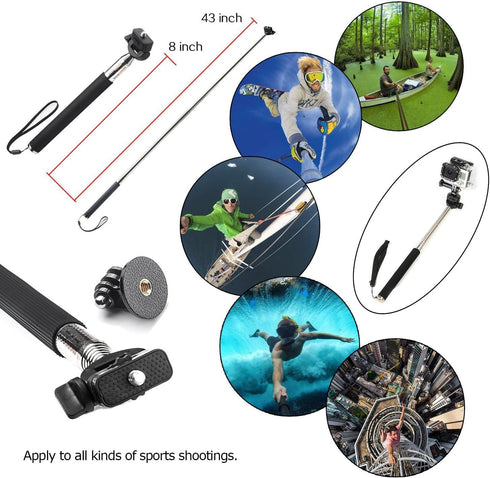 VVHOOY 3 in 1 Universal Action Camera Accessories Kit - Head Strap Mount/Chest Harness/Selfie stick Compatible with Gopro Hero 13 12 11 10 9 8 7 6...
