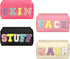 4 Pcs Large Chenille Letter Patch Makeup Bag Skin Stuff Hair Face Bag Preppy Patch Makeup Cosmetic Bag Toiletry Zipper for Women Teen Girl(Fresh C...