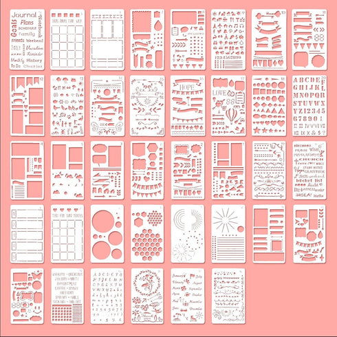 38 Pcs Journal Stencils Planner Stencils for Painting DIY Season Drawing Templates for Notebook Diary Scrapbook Journal 5.1" X 7.9"...
