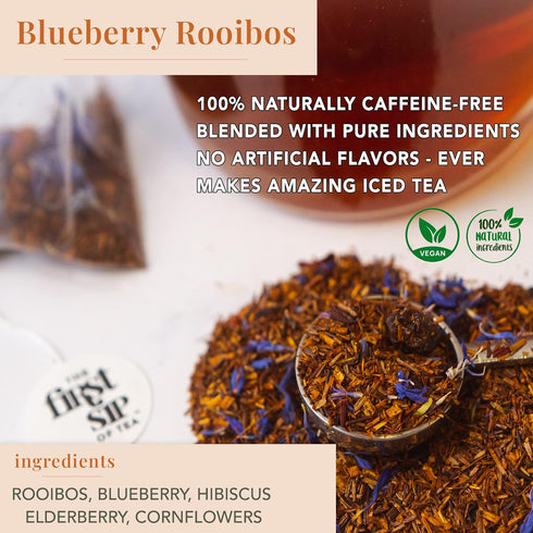 Blueberry Rooibos, Loose Leaf Tea - Elderberry, Hibiscus, Apple - Caffeine Free, Immune Boost Cold Care, Hot & Iced | bulk 8oz, 80-100 cups | The ...