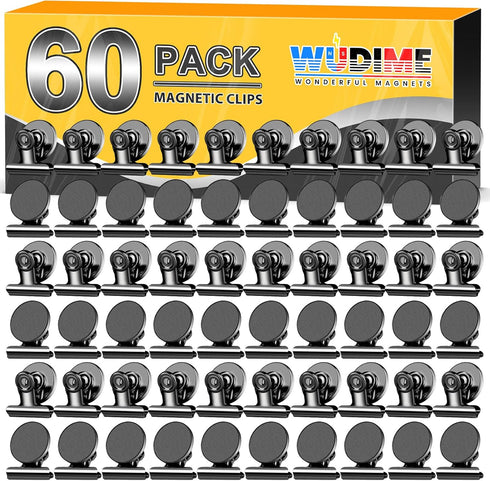 60 Pack Fridge Magnets Refrigerator Magnets, Black Magnetic Clips Whiteboard Magnets, Magnetic Clips Heavy Duty, Clip Magnets for Photo Displays, ...